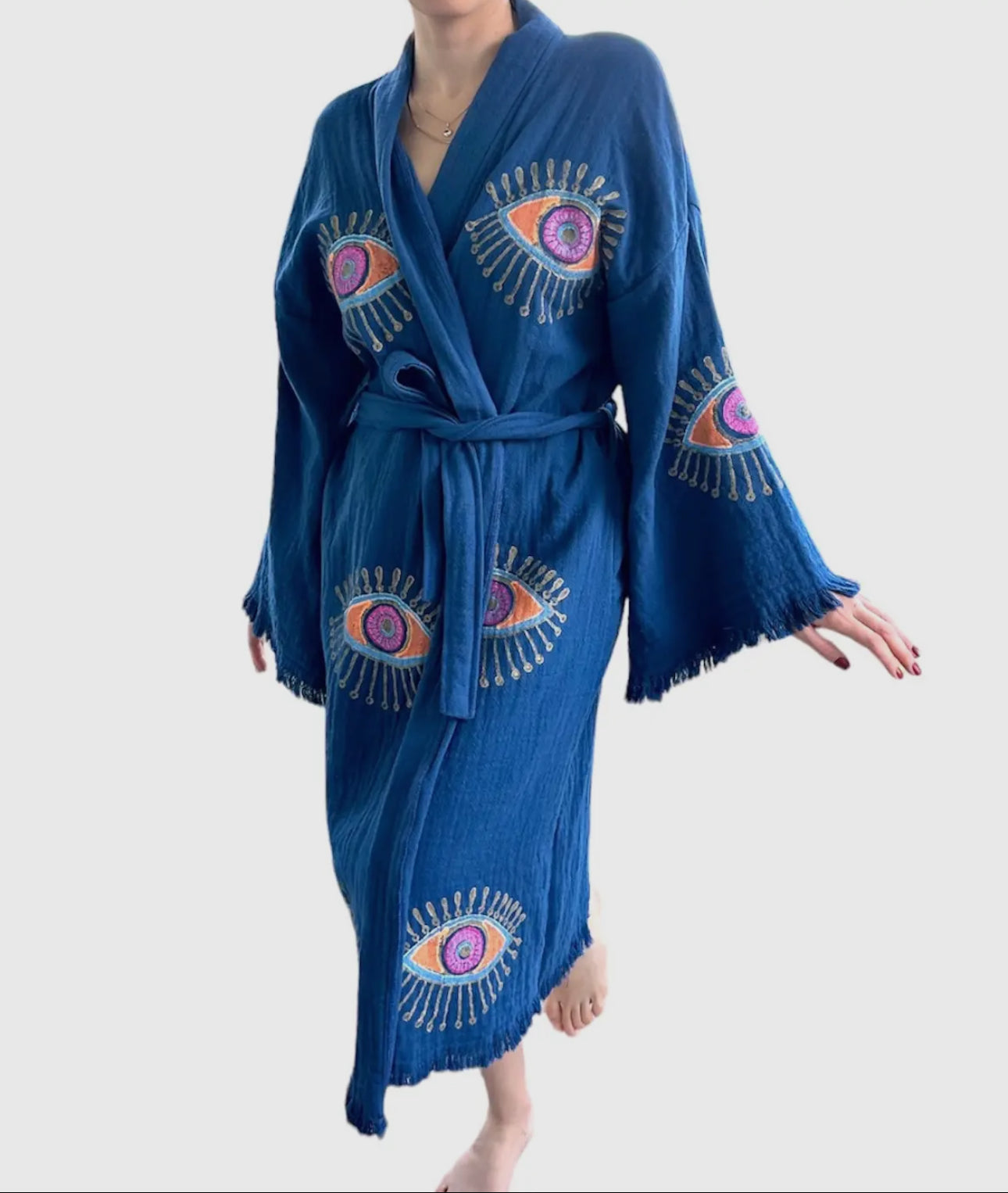 Evil Eye Kimono Robo, Beach Coverup All Blue Evil Eye