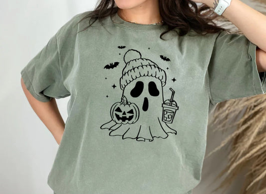 Single Color Screen Print- Ghost Pumpkin