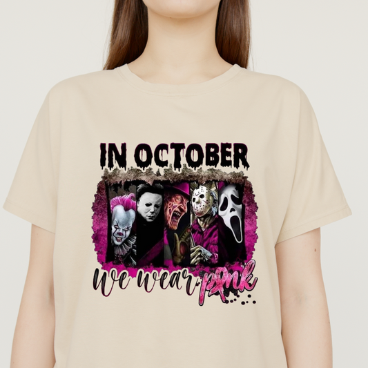 Spooky In October We Wear Pink Halloween DTF