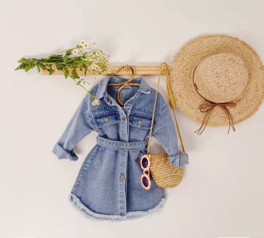 Toddler Girl Denim Dress with Waist Belt