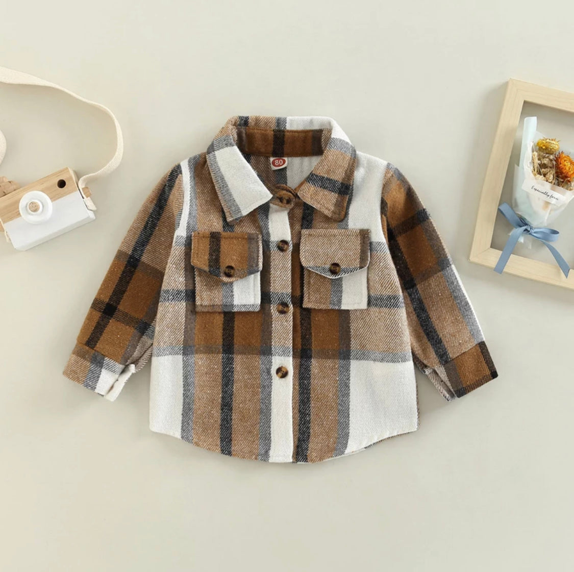 Toddler Plaid Patchwork, Long Sleeve, Single Breasted Wool Coats, Girls and Boys